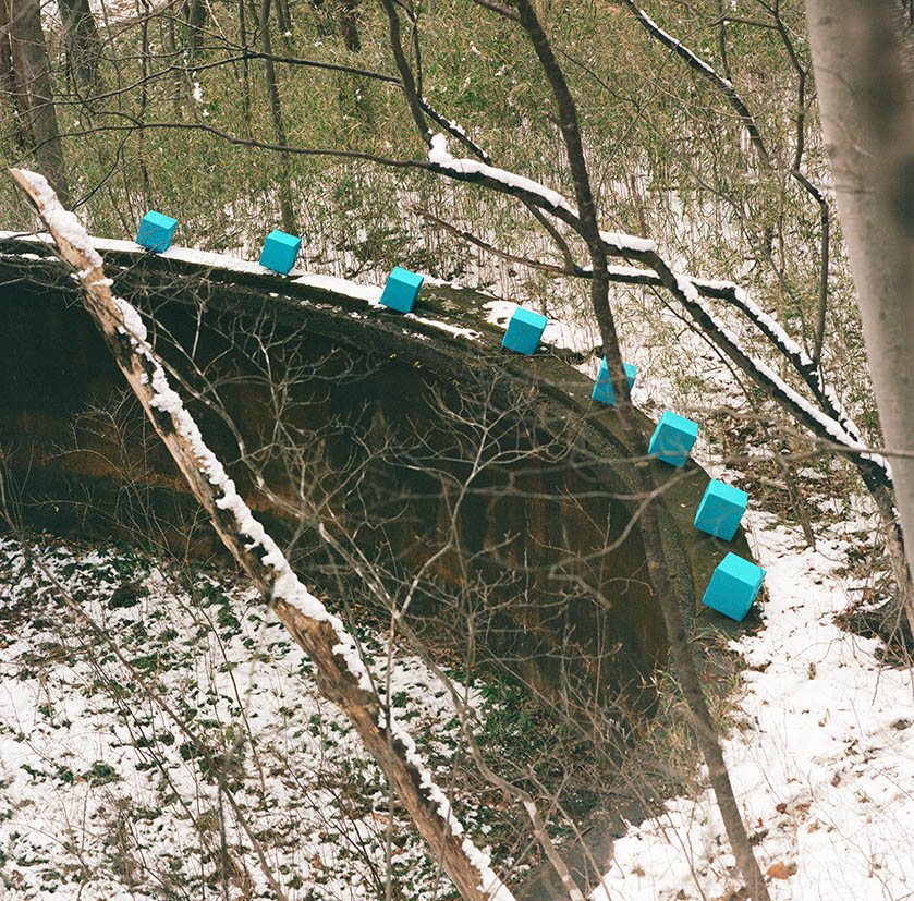 Marker line through snow near trees, Togatta residency