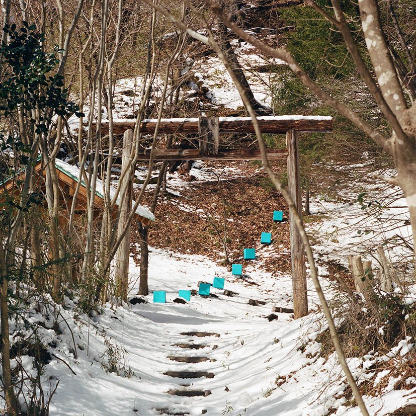 Snow-covered path with marker line, Togatta residency